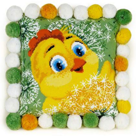 Набор для вышивания "RIOLIS" 1589 Подушка "Цыплёнок" 30х30 см "Атекс" г. Пермь