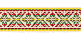 Лента жаккардовая 38 мм "Gamma" 90504 25 м отделочная, для пояса зеленый/красный/салатовый "Атекс" г. Пермь