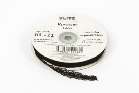 Кружево "BLITZ" эластичное 12 мм BL-22 на бобине 25 м ± 0.5 Китай  "Атекс" г. Пермь