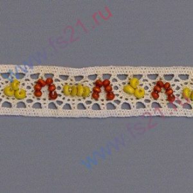 Тесьма YL-43 х/б ажурная с бусинами бамбук 2,0см 9,1м бежевый "Атекс" г. Пермь