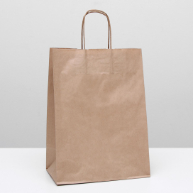 Пакет крафт без печати круглая ручка 26 х 15 х 35 см "Атекс" г. Пермь