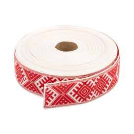 Лента жаккардовая 32 мм С3774 25 м отделочная "Славянский орнамент" "Атекс" г. Пермь