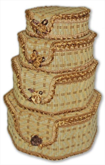 Набор шкатулок для рукоделия "бамбук" 20х20см 8-гранник 4шт "Атекс" г. Пермь