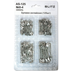 Булавки англ. "BLITZ" №0-4 AS-125 125шт ассорти никель "Атекс" г. Пермь