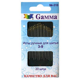 Иглы для шитья ручные "Gamma" N-310 для шитья №3-9 20 шт "Атекс" г. Пермь