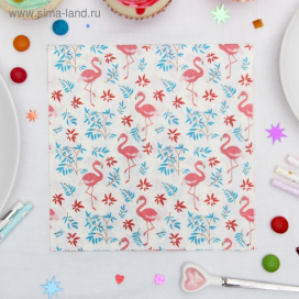 Салфетки бумажные "Фламинго с растениями" (набор 20 шт) 33*33 см "Атекс" г. Пермь