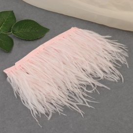 Перья страуса для декора на ленте 10 × 100 см нежно-розовый "Атекс" г. Пермь