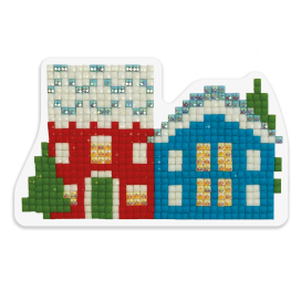 "ФРЕЯ" ALVM-033 Кристальная мозаика (алмазная вышивка) магнит "Зимние домики" 9 х 5.5 см "Атекс" г. Пермь