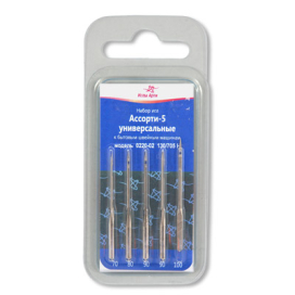 Иглы для бытовых щвейных машин "АРТИ" Набор "Ассорти- 5" универсальные №70-100 в блистере 5 шт "Атекс" г. Пермь