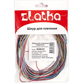 Шнур "Zlatka" SHW-01 для плетения вощеный 20 х 1м ассорти "Атекс" г. Пермь