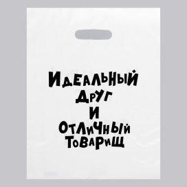 Пакет с приколами полиэтиленовый с вырубной ручкой «Идеальный Друг И Отличный Товарищ» 31х40 см  "Атекс" г. Пермь