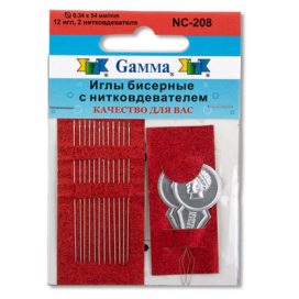 "GAMMA" Иглы бисерные NС-208 12 шт с двумя нитковдевателями "Атекс" г. Пермь
