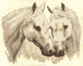 Ж-1066 "Пара белых лошадей" 43.5x36.5 см "Атекс" г. Пермь
