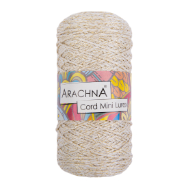 Пряжа ARACHNA "Cord Mini Lurex" 90% полиэфир, 10% люрекс 75 г ± 10 г 200 м ± 10 м "Атекс" г. Пермь