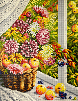 Кристальная (алмазная) мозаика "ФРЕЯ" №08 ALVR-269 "Астры и яблоки" 35 х 45 см СК/Распродажа  "Атекс" г. Пермь