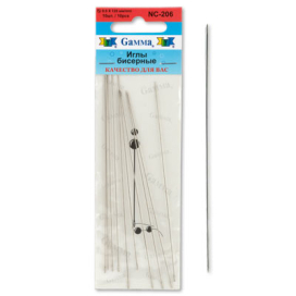 "GAMMA" Иглы бисерные NС-206 10 шт d 0.6 мм "Атекс" г. Пермь