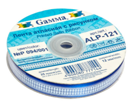 Лента атласная 12мм (1/2") 22.8м ±0.5м с рисунком ALP-121 "GAMMA" "Атекс" г. Пермь