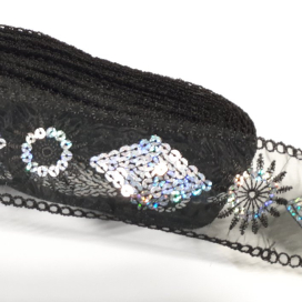 Тесьма капроновая с пайетками 60мм 18м черный "Атекс" г. Пермь