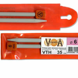 "Visantia" Спицы прямые VTH  d 6,0мм/35см 2шт со спец.покрытием "Атекс" г. Пермь