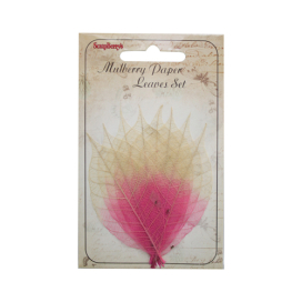 SCB300518 Скелетированные листочки из бананового дерева, бело-малиновый 8 шт ScrapBerry's "Атекс" г. Пермь
