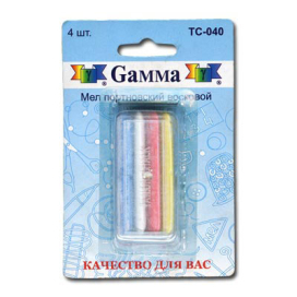 "GAMMA" Мел портн. восковой TC-040 4шт ассорти в блистере "Атекс" г. Пермь