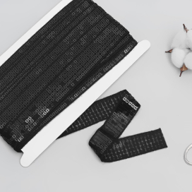 Лента декоративная с квадратными пайетками 2,5 см 9 ± 0,5 м чёрный "Атекс" г. Пермь