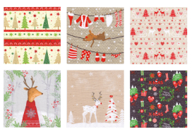 "Love2art" Салфетки бумажные ассорти SDP №0419-03 33 x 33 6 шт "Праздничный олень" "Атекс" г. Пермь