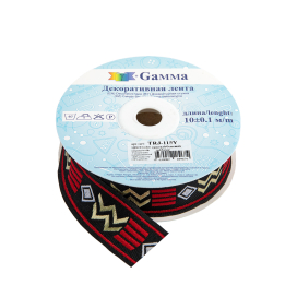 Лента жаккардовая 25 мм "Gamma" TRJ-115Y 10 м отделочная "Атекс" г. Пермь
