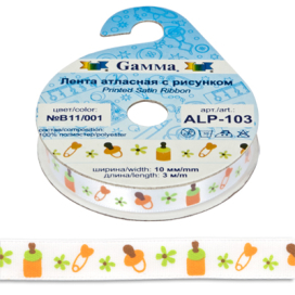 Лента атласная 10мм (3/8") 3м с рисунком ALP-103 "GAMMA" ФАСОВКА "Атекс" г. Пермь