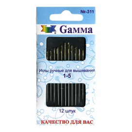 Иглы для шитья ручные "Gamma" N-311 для вышивания №1-5 12 шт "Атекс" г. Пермь