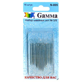 Иглы для шитья ручные "Gamma" N-005 для шитья №5/9 16 шт "Атекс" г. Пермь