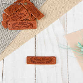 Набор нашивок из кожзам. «Hand made» 5 × 1,5 см 10 шт "Атекс" г. Пермь