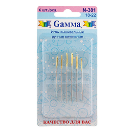 Иглы для шитья ручные "Gamma" N-381 синельные №18-22 3 шт острые "Атекс" г. Пермь