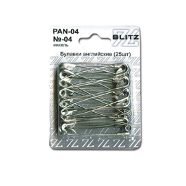 Булавки англ. "BLITZ" №04 PAN-04 25шт никель блистер "Атекс" г. Пермь