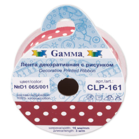 Лента хлопчатобумажная 16 мм (5/8") 3 м с рисунком CLP-161 "GAMMA" "Атекс" г. Пермь