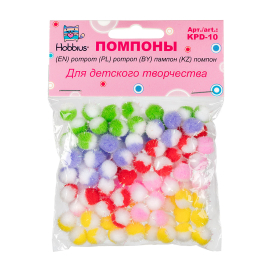 "Hobbius" KPD-10 Помпоны 10 мм 100 шт ассорти "Атекс" г. Пермь