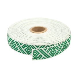 Лента жаккардовая 24 мм  С3772 25 м отделочная "Славянский орнамент" "Атекс" г. Пермь