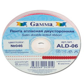 Лента атласная  6мм (1/4") 22.8м ±0.5м двустор. ALD-06 "GAMMA" "Атекс" г. Пермь