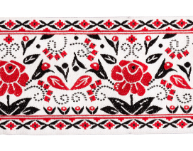 Лента жаккардовая 68 мм "Gamma" DBTRJ-106 10 м ЦВЕТЫ красный/черный "Атекс" г. Пермь