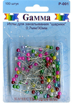 "Gamma" P-001 Иглы для закалывания "шарики" сталь 100 шт 30 мм в блистере "Атекс" г. Пермь