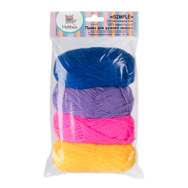 Пряжа "Hobbius" Simple 100% акрил 4 х 25 г 66 м ± 3 м "Атекс" г. Пермь