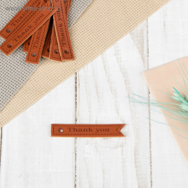 Набор нашивок из кожзам. «Thank you» 5 × 1,5 см 10 шт "Атекс" г. Пермь