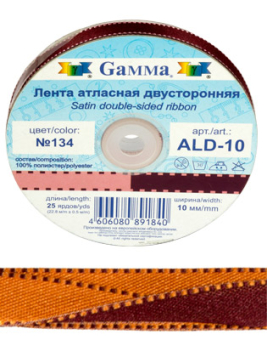 Лента атласная 10 мм (3/4") 22.8м ±0.5м двустор. ALD-10 "GAMMA" "Атекс" г. Пермь