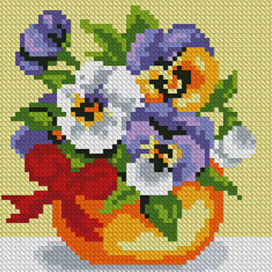 "Алмазная живопись" Набор для изготовления картины из страз АЖ-1075 "Букет фиалок" 15х15 см "Атекс" г. Пермь