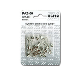 Булавки англ. "BLITZ" №00 PAN-00 25шт никель блистер "Атекс" г. Пермь