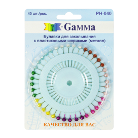 "Gamma" PH-040 Иглы для закалыв. "ромашка" сталь 40 шт 37 мм в блистере "Атекс" г. Пермь