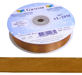 Лента атласная 20мм (3/4") 33м ±2м двухстор. с металл. нитью AL-20M "GAMMA" "Атекс" г. Пермь