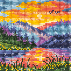 "ФРЕЯ" ALVR-216 "Рассвет в горах" 14x14 см Заполнение:Полное "Атекс" г. Пермь