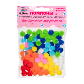 "Hobbius" KPO-10 Помпоны 10 мм 100 шт ассорти "Атекс" г. Пермь
