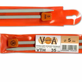 "Visantia" Спицы прямые VTH  d 5,0мм/35см 2шт со спец.покрытием "Атекс" г. Пермь